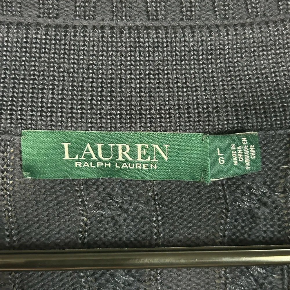 Ralph Lauren Cable Knit Cricket Sweater V-Neck Size L Lauren Active Polo Tennis - Picture 2 of 8